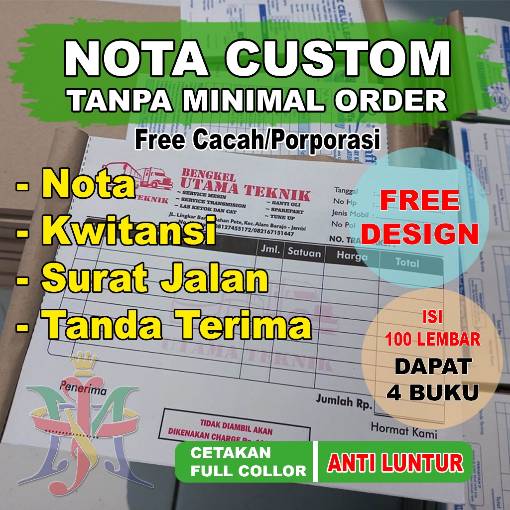 

PAKET NOTA 1 BUKU ISI 100 LEMBAR CUSTOM 1 2 3 RANGKAP / PLY JunDW