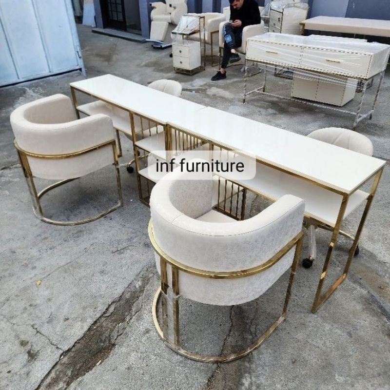 meja nail art kursi nail art set meja nail art stainles dan marmer asli mewah berkelas