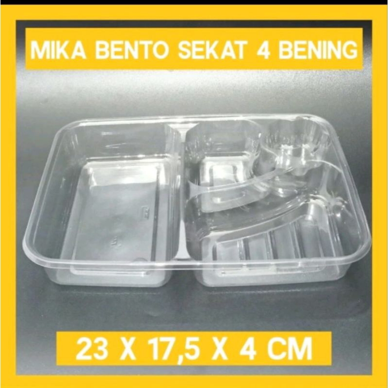 Mika  Bento Sekat 4 Bening / Mika Tray Bento Bening Isi 25 Set