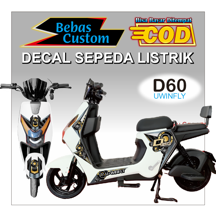 D60 uwinfly STIKER UV Sepeda Listrik DECAL STRIPING SETIKER Merek  Genio Selis Pacific Viar Saige Of