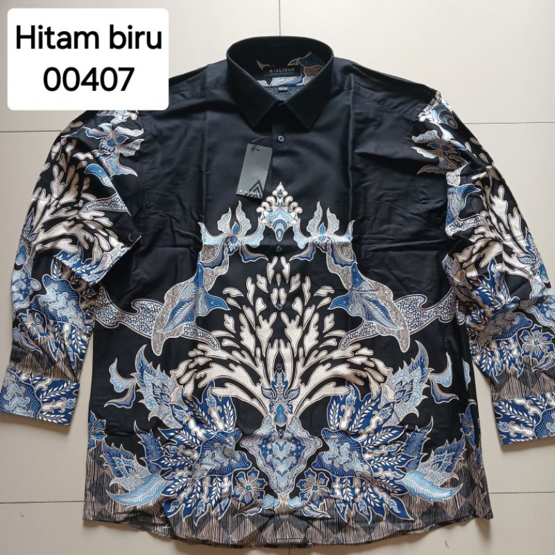 Batik Alisan Lengan Panjang Ukuran Jumbo Warna Hitam
