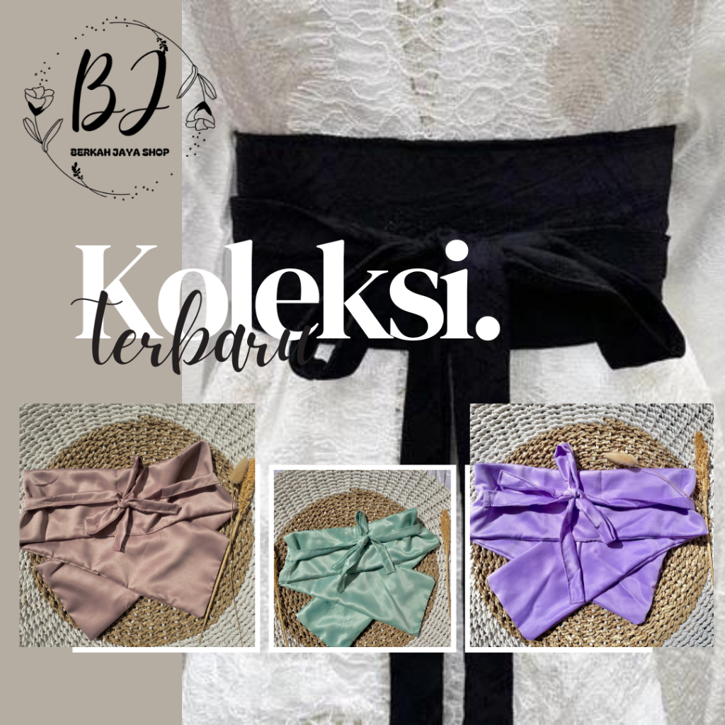 Obi Belt Polos Bahan Satin Velvet Premium Ikat Pinggang Wanita Stagen Sabuk Beskap Aksesoris Baju Ja