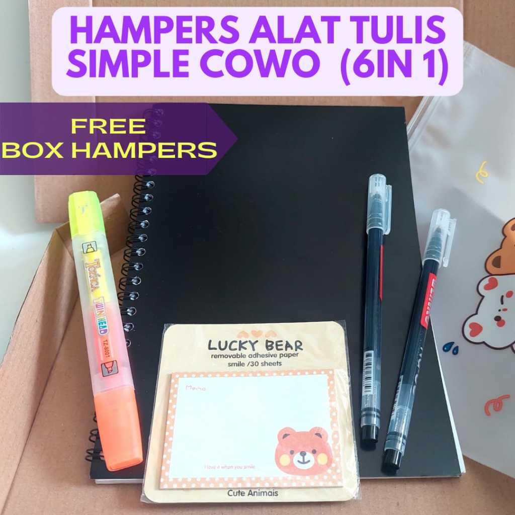 

6 pcs/pack) Paket Alat Tulis 6in1 / Kado Siswa Murid/ Kado Lucu Cowo/ kado teman /kado wisuda