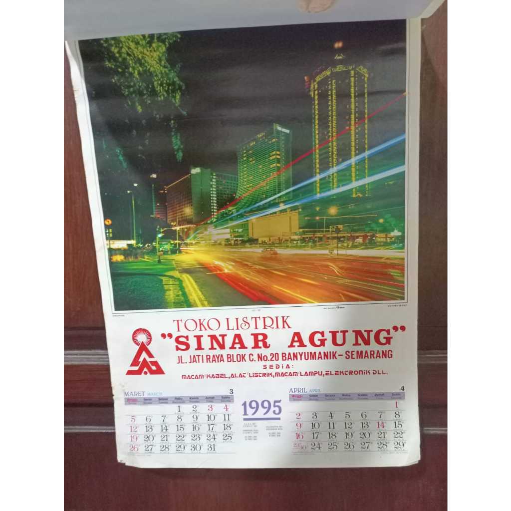 Langka Jadul Lawas Kalender tahun 1995 Tegal Aroem Semarang