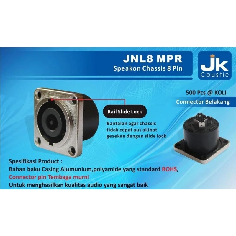 Speakon Chassis 8 Pin JK Coustic JNL8 MPR Speakon Socket