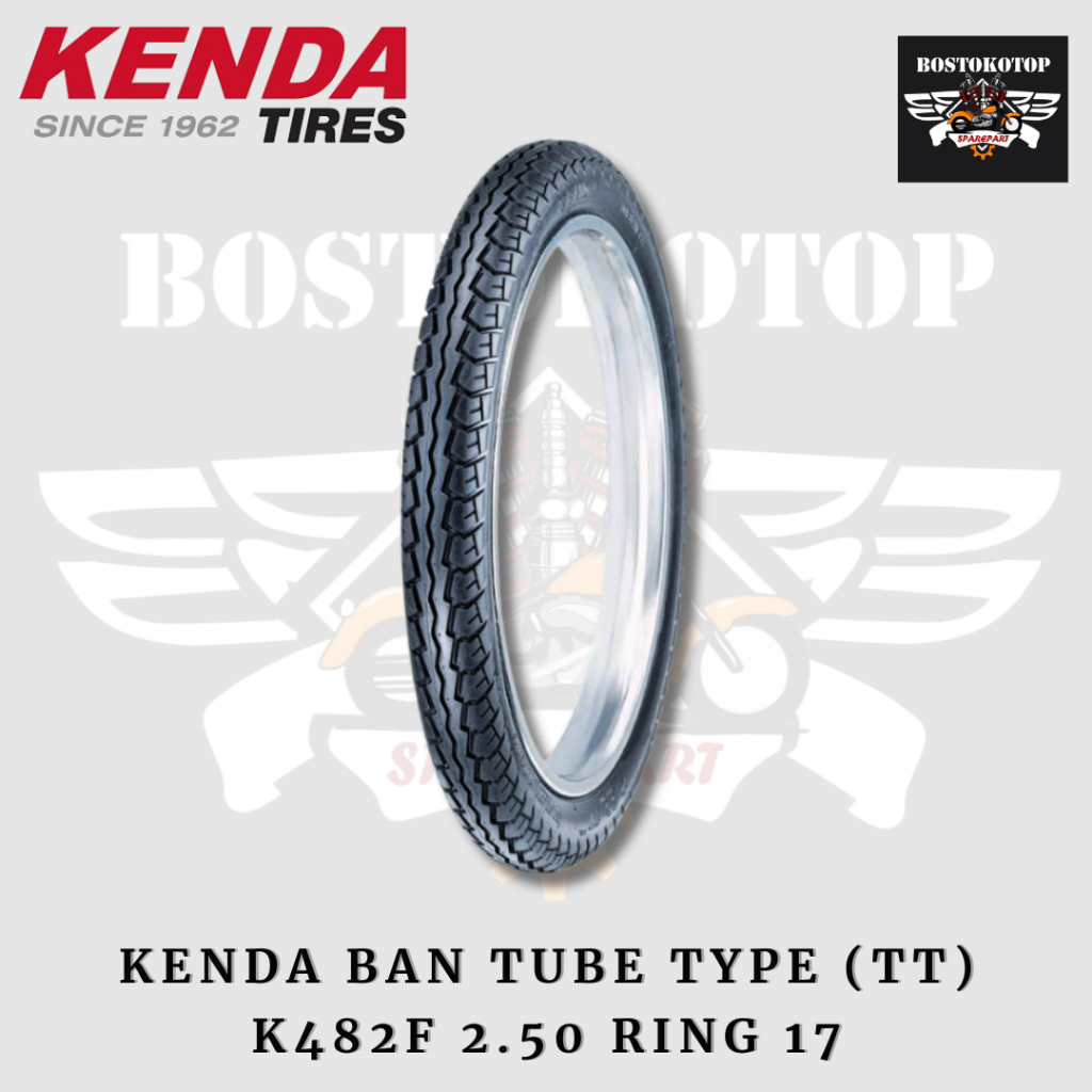 Kenda Ban Luar Motor Tipe K482F (TT) Tube Type (Perlu Ban Dalam) Ukuran 2.50 Ring 17 Ban Motor Bebek