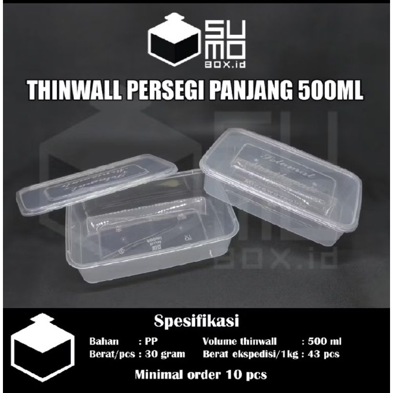 Thinwall Persegi panjang 500 ml / Thinwall rect. 500 ml (ECERAN)