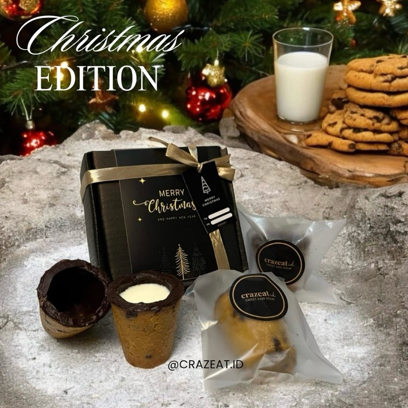 

SPECIAL HAMPERS/CHRISTMAS HAMPERS/GIFT/KADO - 2 Cups of Cookie shots + Black Box + Sleeve Box + Pita + Tag (Premium Ingredients)