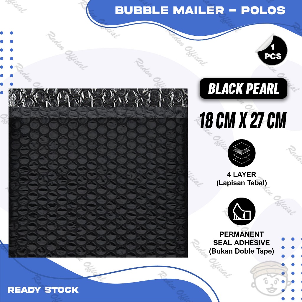 

Plastik Packing BUBBLE MAILER Hitam Kantong Polybubble Amplop Bubble Envelope Polymailer Olshop Polos Ukuran 18X27