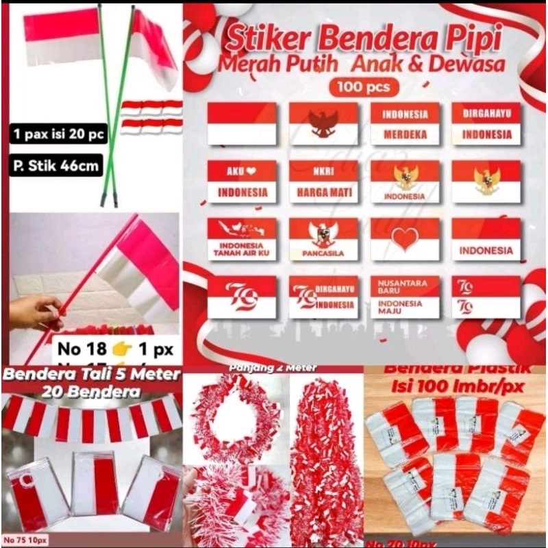 Dekorasi Merah Putih/Slinger 2 m /Garlan Tarik/17 Agustus F 0128