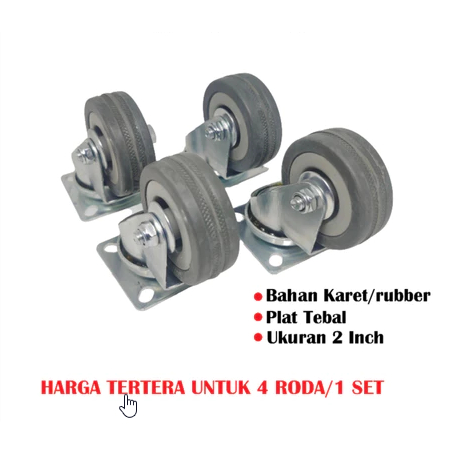FUKUDA Roda Kastor 2 Inch ABU TEBAL Hidup TANPA REM / Castor Swifel Plate Etalase Troli PER SET