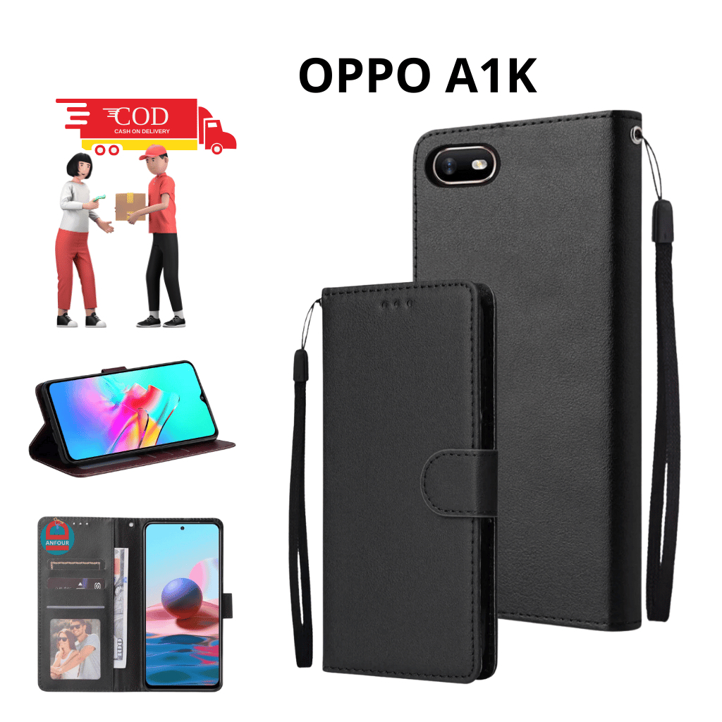 FLIP COVER OPPO A1K LEATHER CASE FLIP CASE WALLET CASING DOMPET CASING HP SILIKON