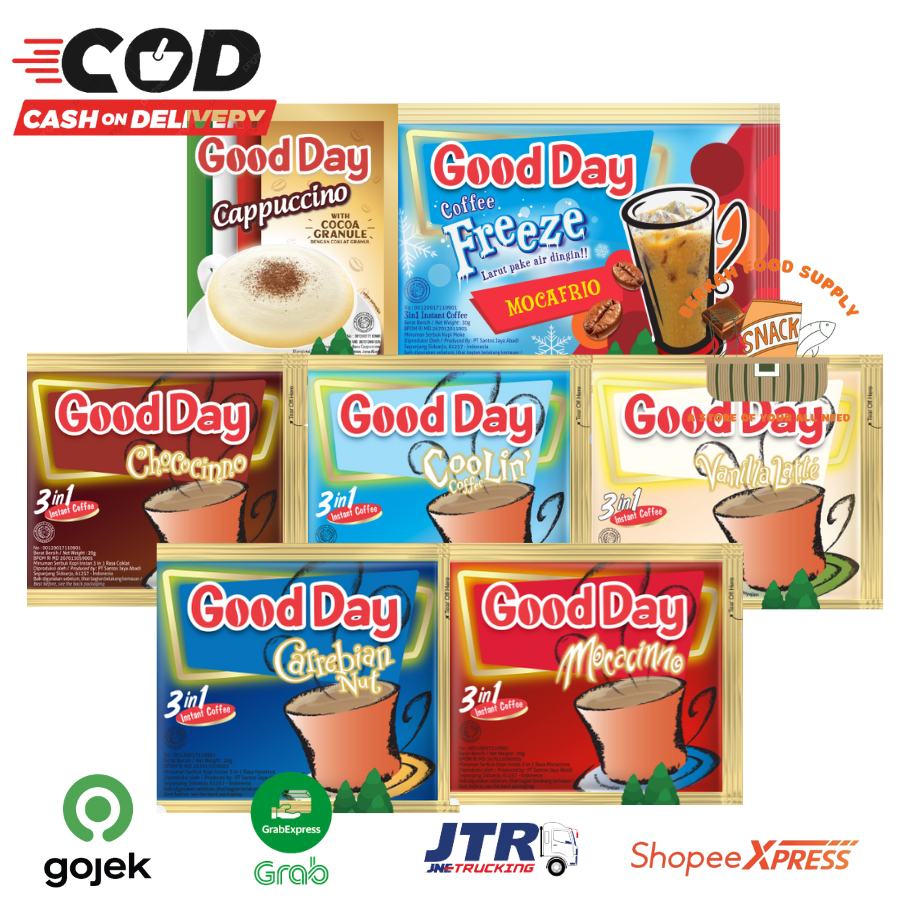 

[ BERKAH ] Good Day Coffe 3in1 Renceng Kopi Goodday Carrebian Nut Chococinno Vanilla Latte Mocacinno Coolin Coffe Cappucino Freeze Minuman Kopi Serbuk Instan Halal