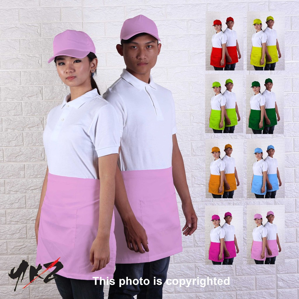 celemek setengah badan, celemek masak, apron masak ,celemek waiters,apron pinggang setengah badan, a