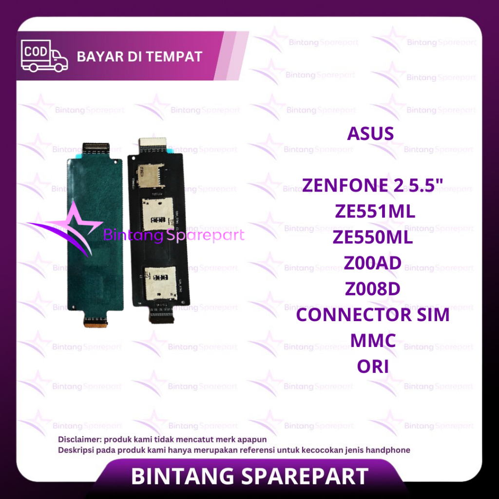 FLEXIBEL ASUS ZE551ML / ZE550ML / Z00AD + CONNECTOR SIM + MMC ORI