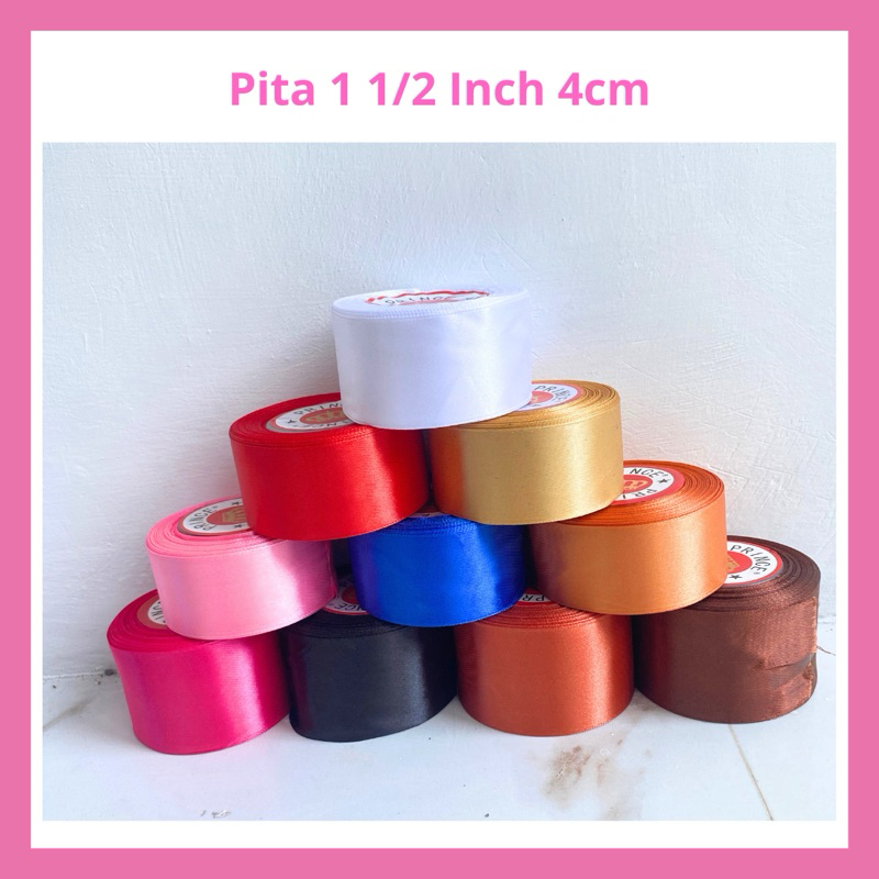 

Pita Satin 1.5Inch / 4cm Perroll 20yard 18 meter- Pita Satin 4cm - Pita Satin 1 1/2 inch merah maroon navy/ Pita Bucket Bunga