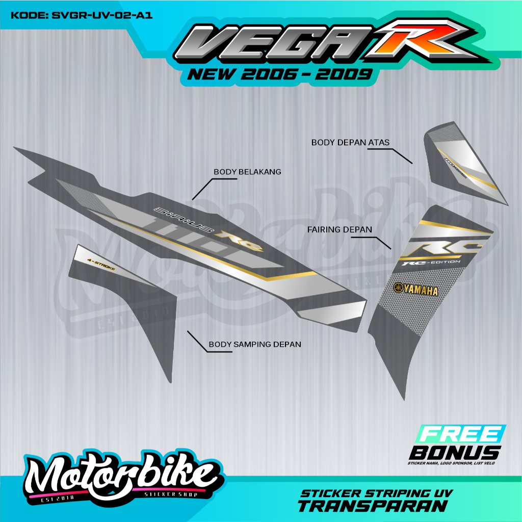 Stiker striping variasi vega r new - Stiker Transparan UV Vega R New - SVGR-UV