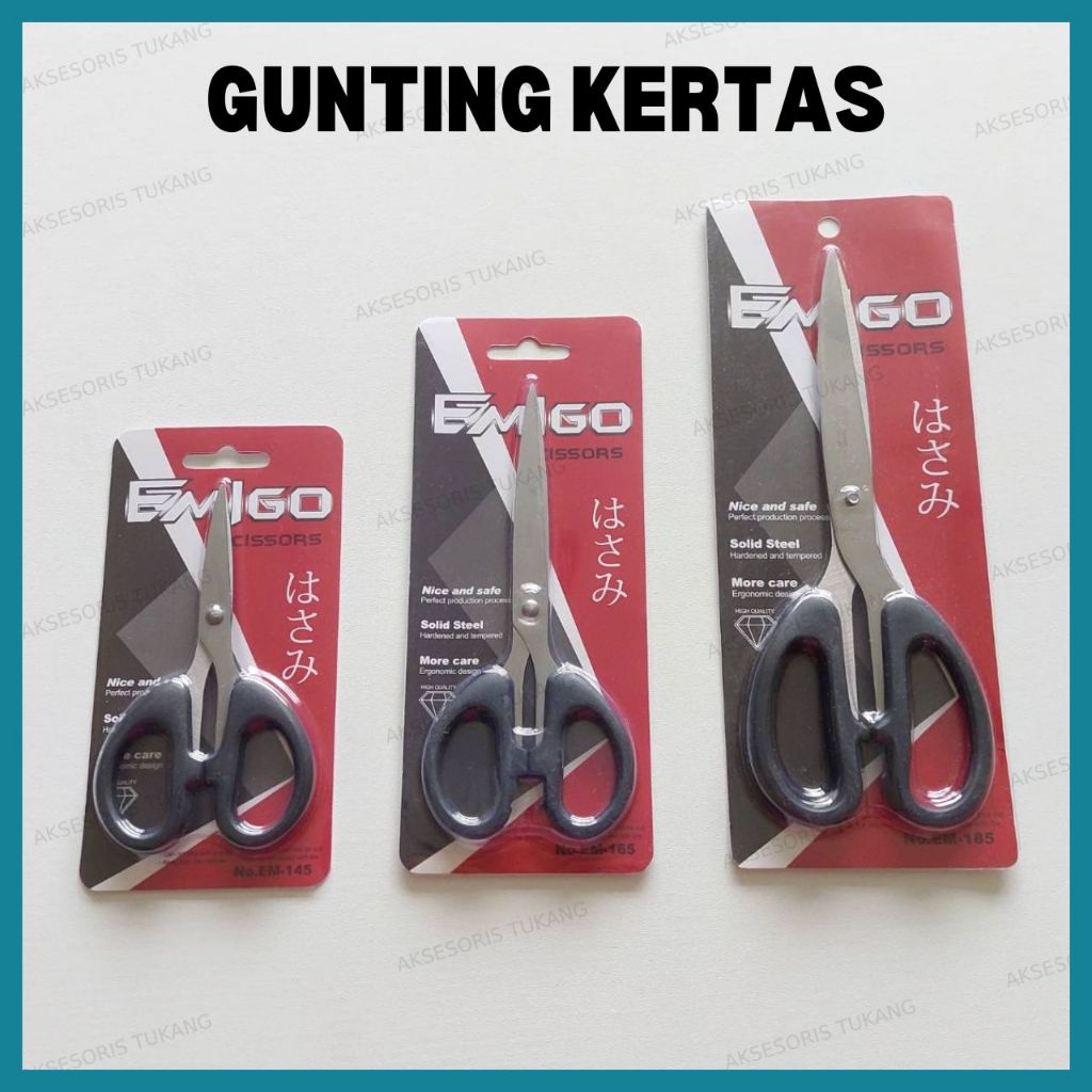 

Gunting Stainless Tajam Emigo / Gunting Kertas Ukuran Kecil Sedang Besar