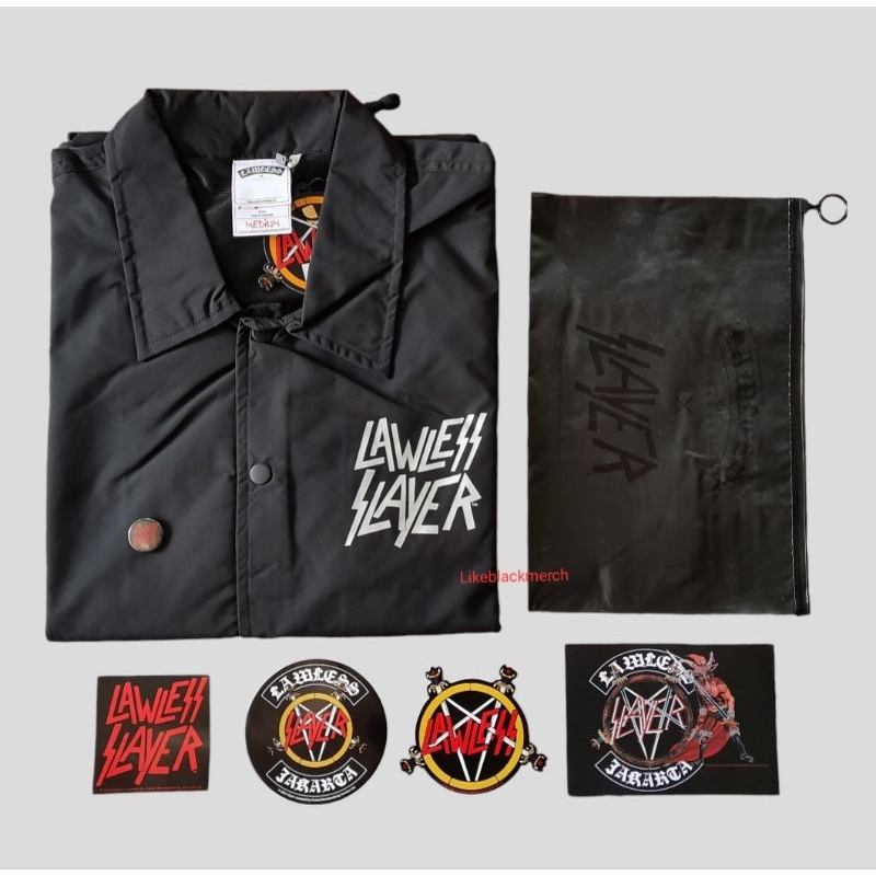 Windbreaker Jacket LAWLESS JAKARTA X SLAYER - PENTAGRAM LOGO (Likeblackmerch)