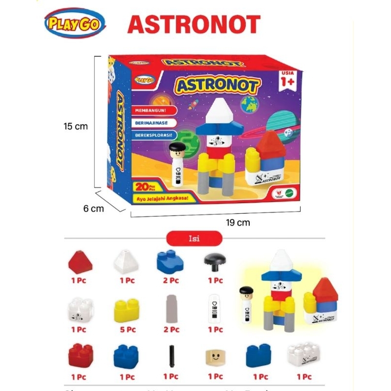 PlayGo Astronot Mainan Anak Menyusun Balok/Lego