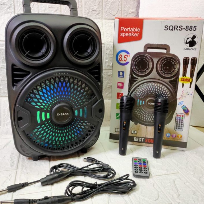 KUALITAS TANPA KOMPROMI SPEAKER BLUETOOTH KARAOKE 85 INCH SQRS885 BONUS 2 MIC KABEL  REMOTESPEAKER K