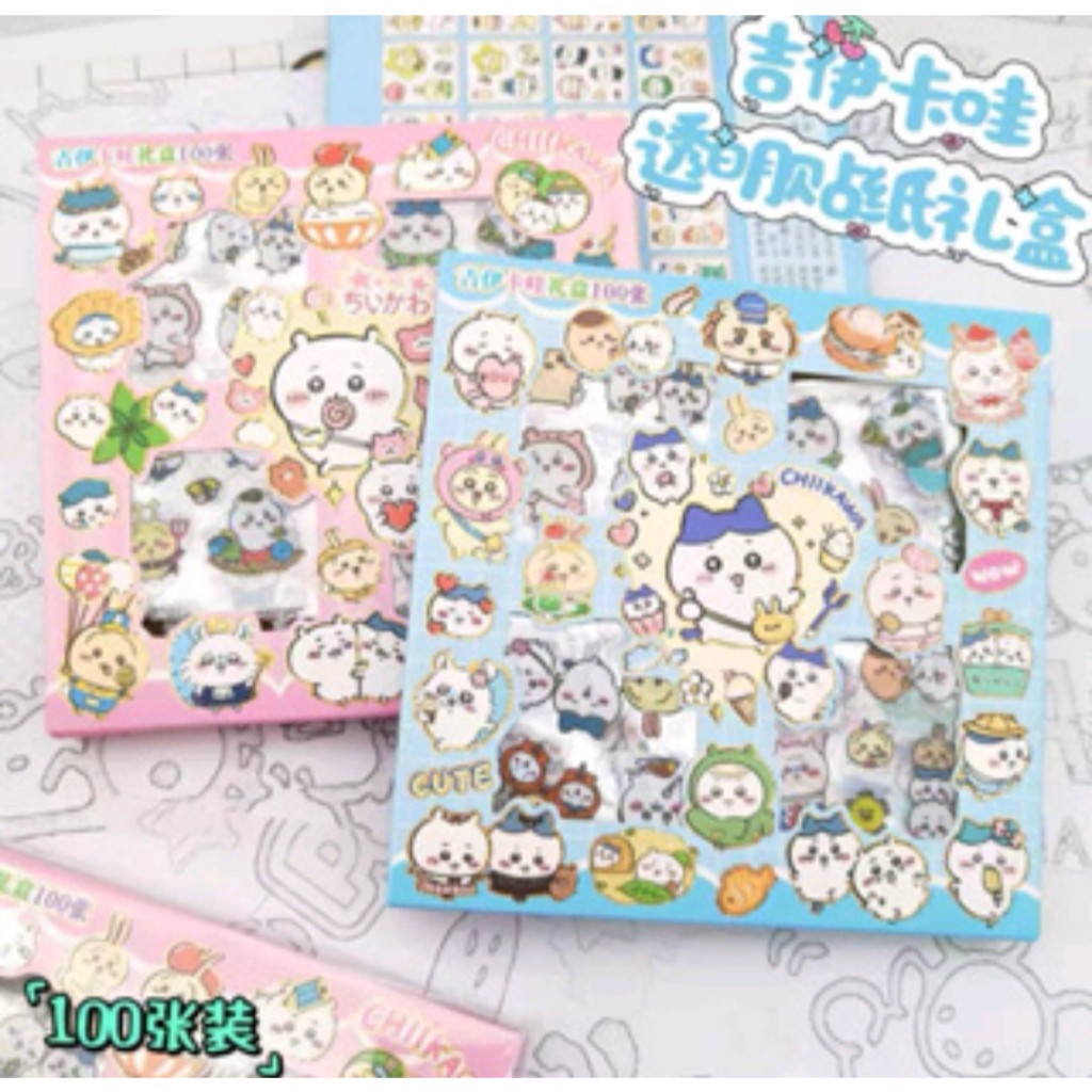 

Stiker Chiikawa isi 100 Lembar Sticker Lucu Momo Nono