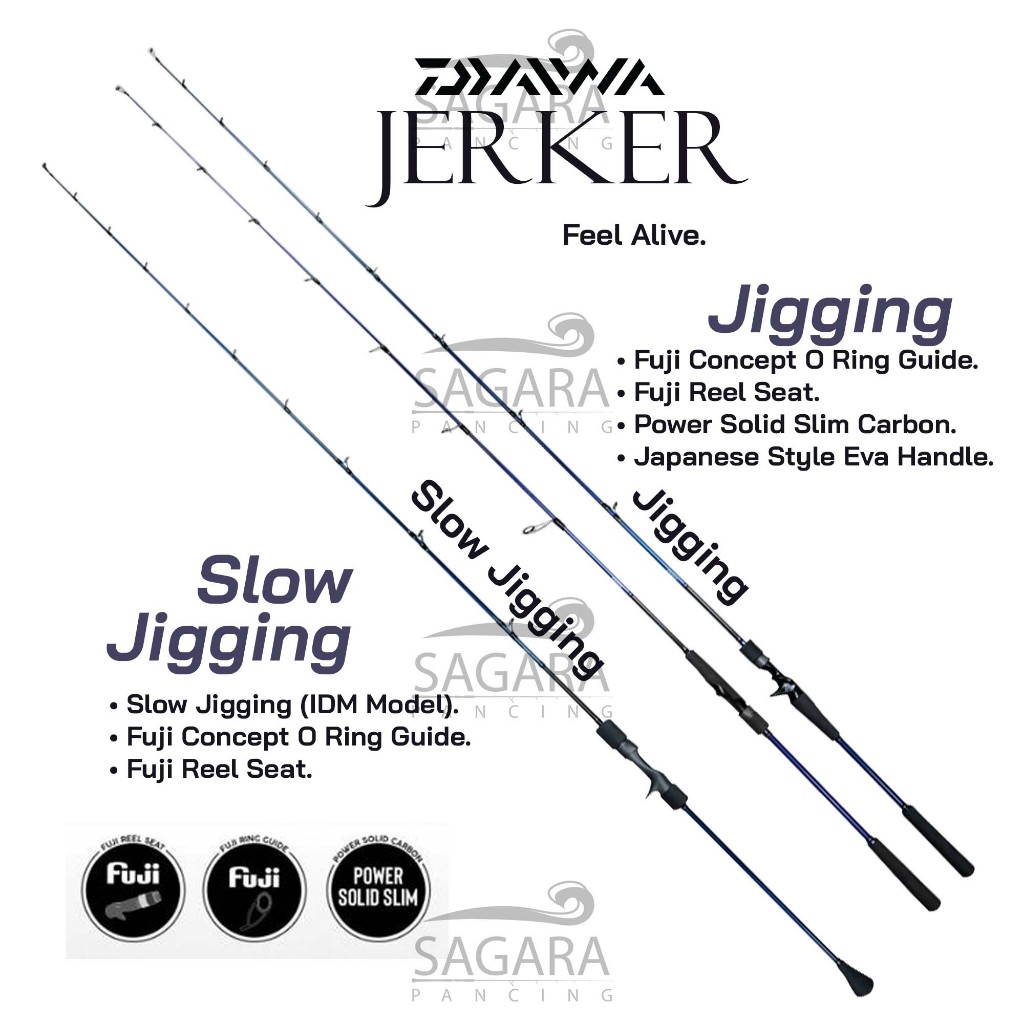 Joran Daiwa Jerker Joran Slow Jigging Rod Jigging Joran Solid Carbon Ring Sudah Fuji