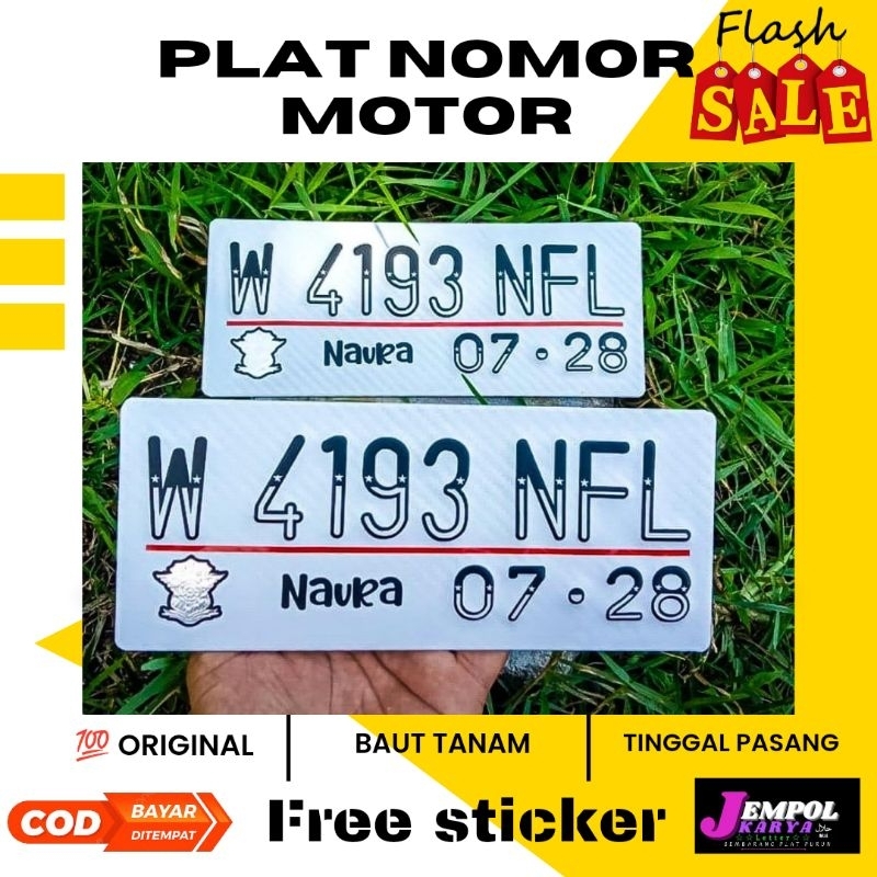 PLAT MOTOR WARNA PUTIH//PLAT MOTOR KARBON PUTIH//PLAT MOTOR BAUT TANAM//PLAT CUSTOM
