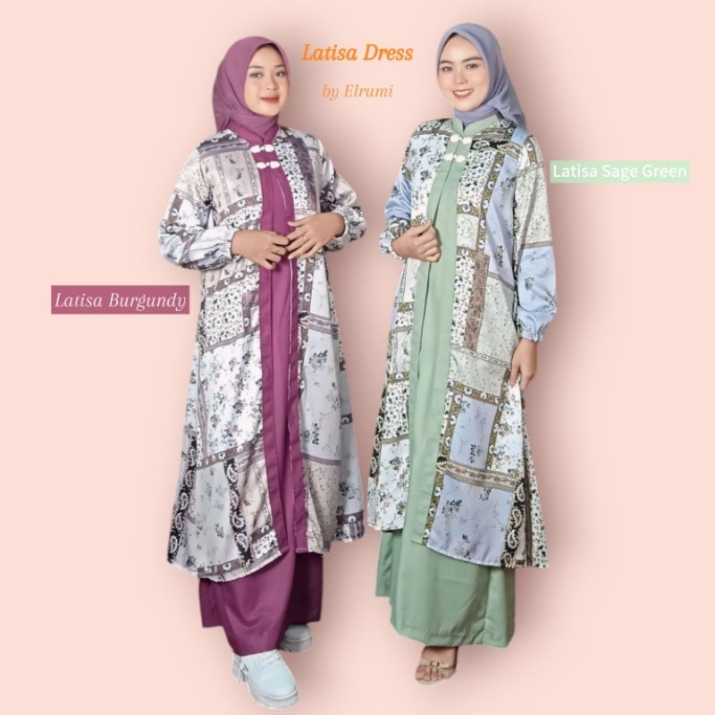 Latisa Dress Gamis Outer Inner Cardigan Long Cardi Baju Muslim High Quality Premium Syari Fashion Hi