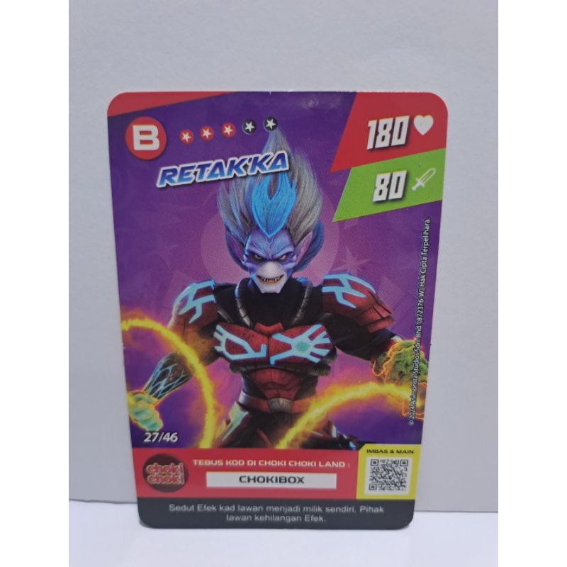 Monsta Galaxy Card | Pek Choki-Choki | Edisi Villain Boboiboy +BONUS CHOKI CHOKI