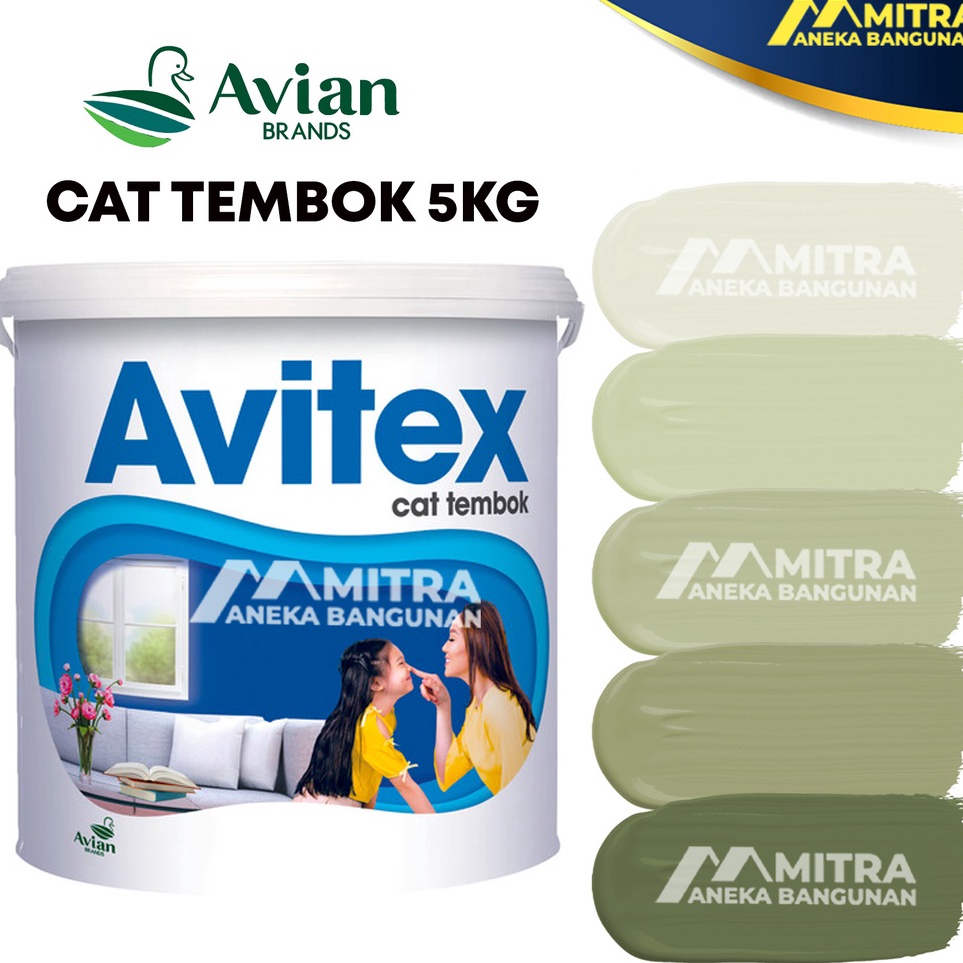 Fast Packing  CAT TEMBOK AVITEX INTERIOR 5 KG  AVIAN N12 SAGE GREEN
