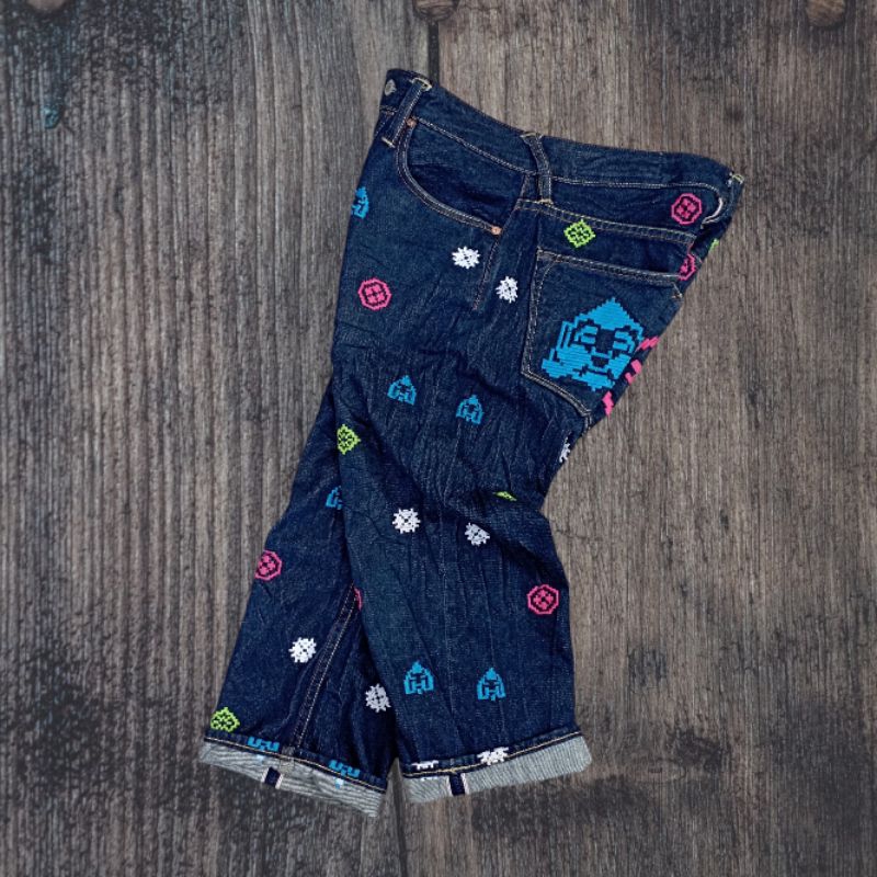 Celana jeans EVISU selvedge 3/4 embroidered 1ESPLM6JE206FF