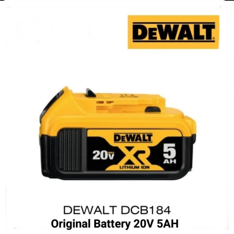 Baterai Dewalt 20V 5AH Dewalt DCB184 original battery