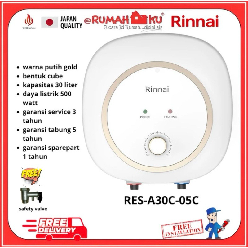 Water Heater Rinnai RES-A30C-05C // Water Heater Listrik Rinnai