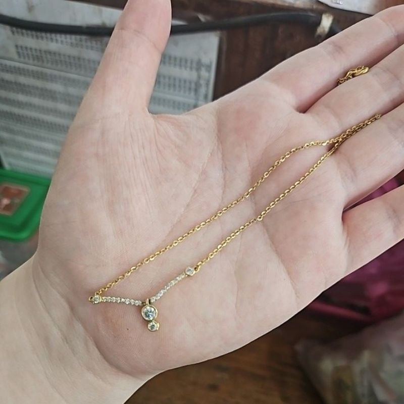 Kalung annyeong korea susun layer emas asli cantik pesta elegan emas asli 375 smile itaewon