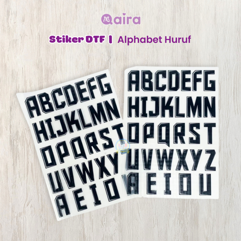 

Qaira Stiker DTF Alphabet Huruf A-Z + AIUEO