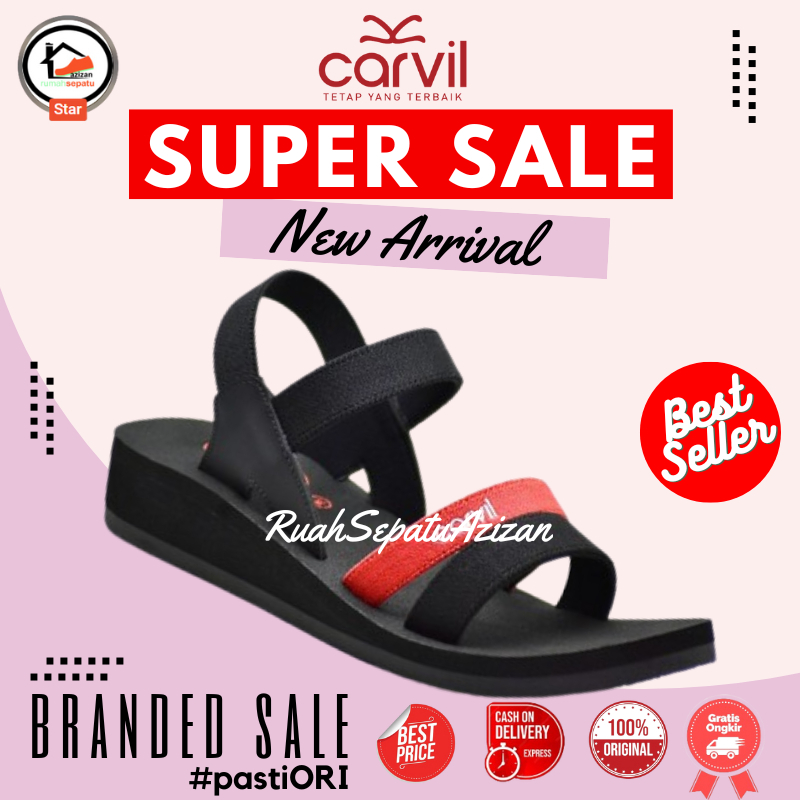 Carvil Joanna TB Sandal Carvil Wedges Tali Gunung Wanita ORIGINAL 100%