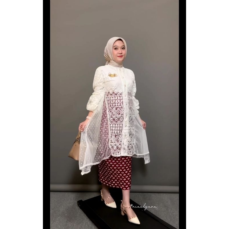 Esora Outer Tunik Brukat Cardigan Brokat Lengan Panjang Kebaya Tunik atasan outher brukat Outer