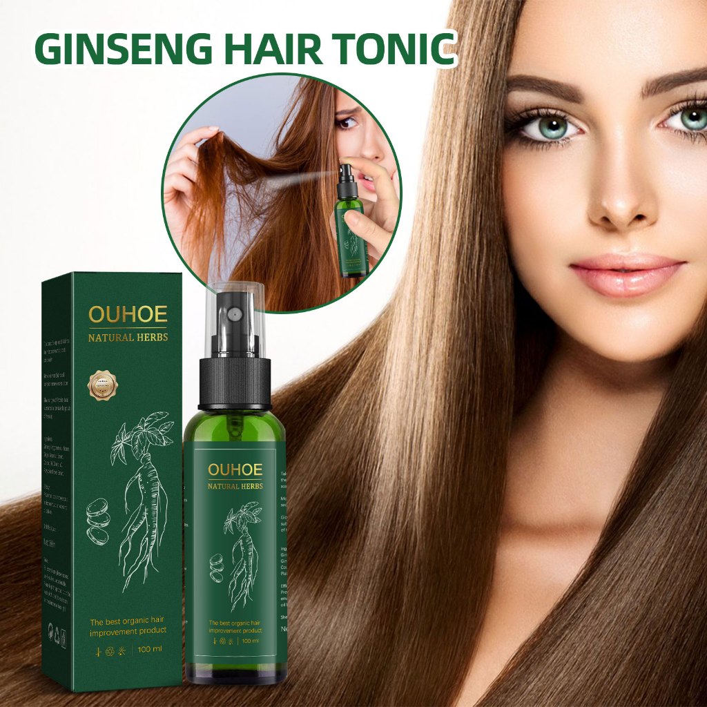 OUHOE Hair Tonic Ginseng 100ml Ginseng Serum Penumbuh Rambut Cepat Penebal Rambut Penumbuh Rambut Bo