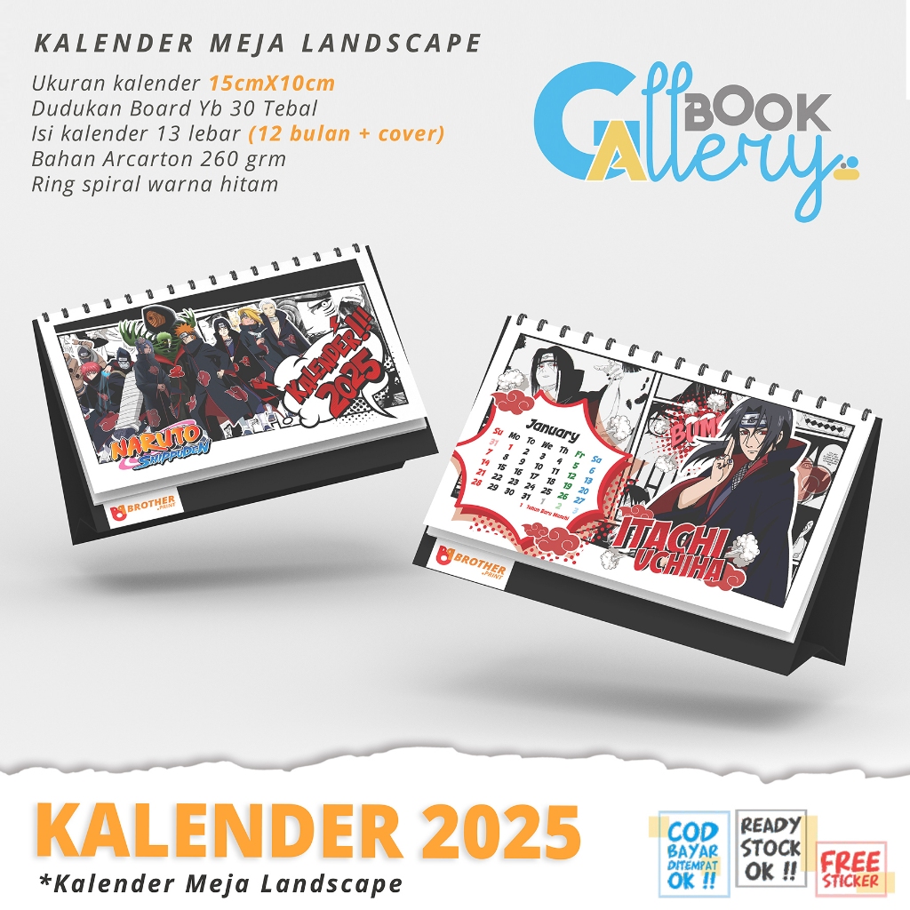 

[KL] Kalender Meja, Kalender duduk, Kalender dinding Tahun 2025,NARUTO SHIPPUDEN, AKATSUKI CREW_LANS