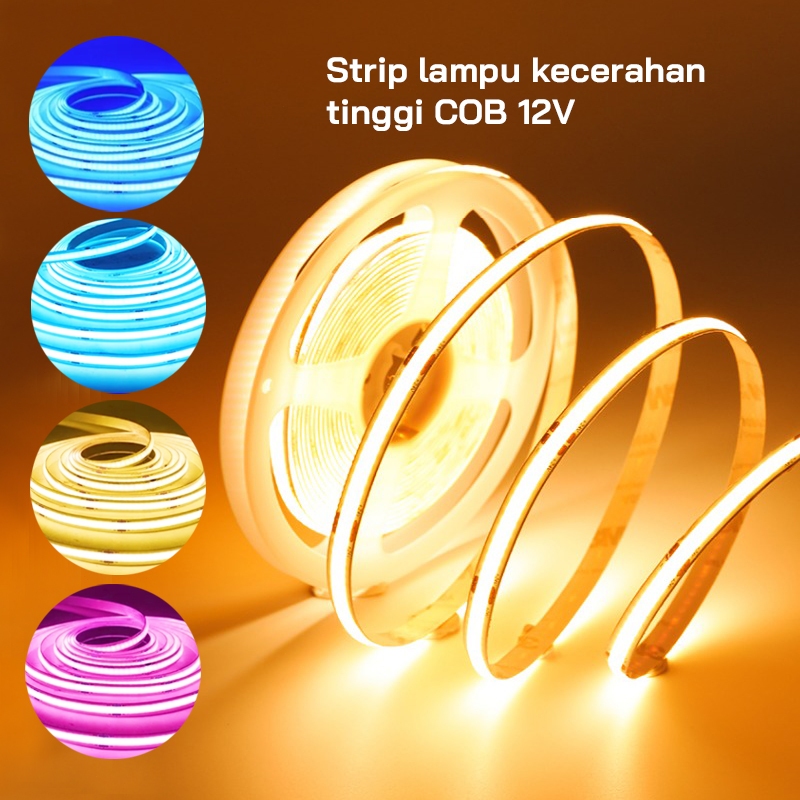 Strip Led COB DC 12volt 5 meter 320led / Lampu Strip Light COB cahaya putih