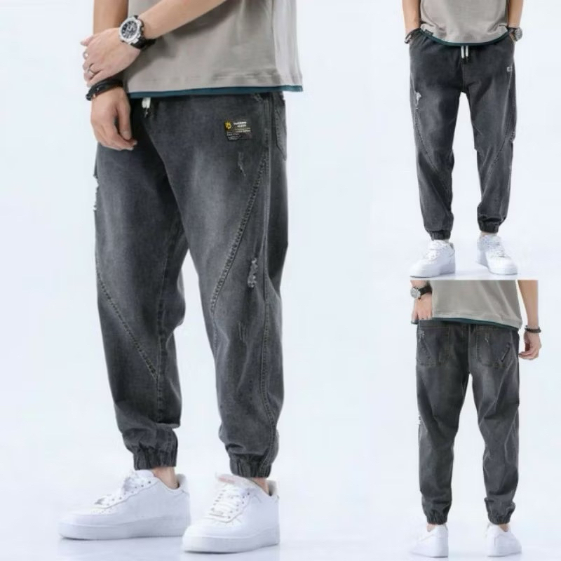 EXCLUSIVE CELANA JOGGER KOREA PRIA PREMIUM - CELANA JOGGER JEANS POLOS STRETCH DENIM - JOGGER