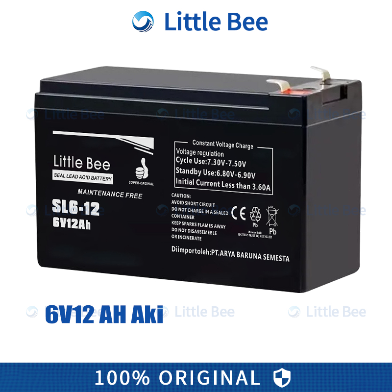 Little Bee 6V 12AH /Aki 6V 12AH/ Baterai Alat  Aki Genset 12v 20ah Vrla Aki Kering Berkualitas 12v 2