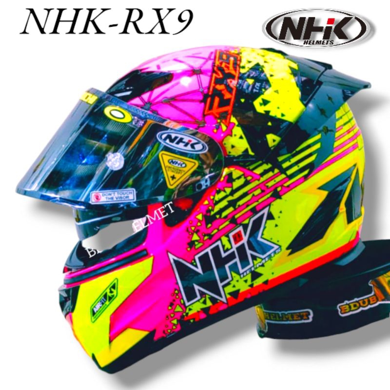 Helm NHK rx9 toxic pink yellow paket ganteng original NHK