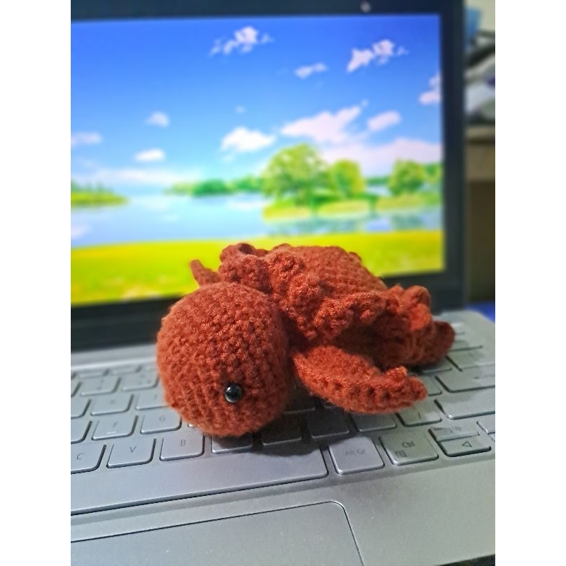 Boneka rajut kura-kura bunga matahari gantungan kunci