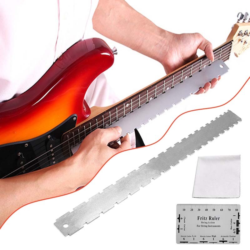 Penggaris Neck Gitar Fret Leveling Guitar Neck Notched Straight