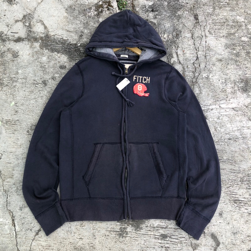 jaket jumper jemper Zip hoodie abercrombie & fitch navy #htxhd94 original brand asli ori murah
