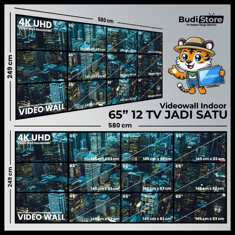 VIDEO WALL DISPLAY ALL IN ONE UP TO 1000 INCH 4K VIDEOTRON LED SCREEN INDOOR TV BESAR JADI VIDEOWALL