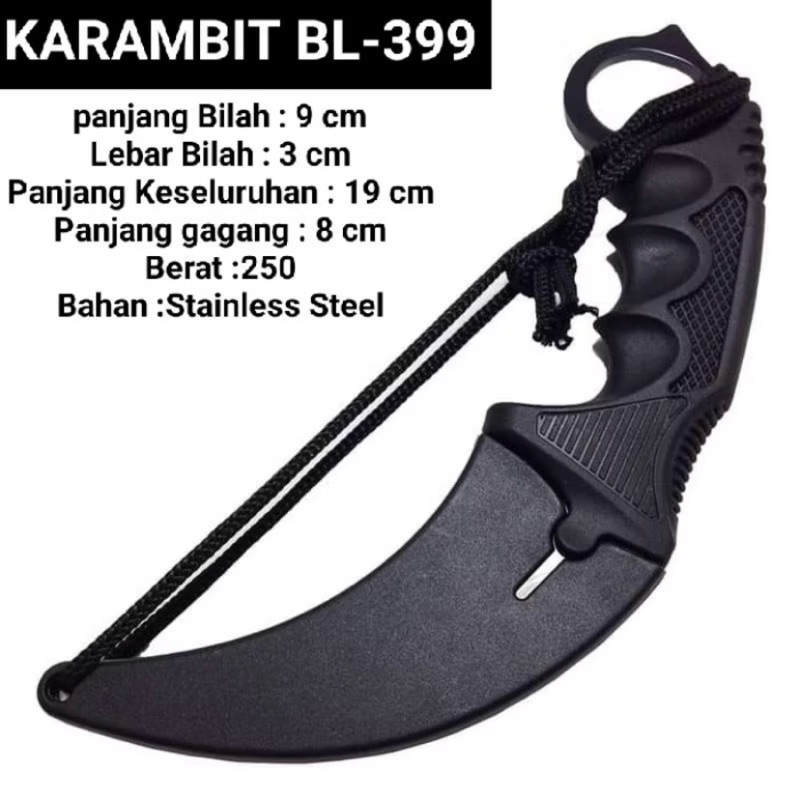 PISAU LIPAT HITAM - KRAMBIT BL399 - KARAMBIT BL399  - PISAU LIPAT BL-399 SILVER DAN HITAM PISAU SURV