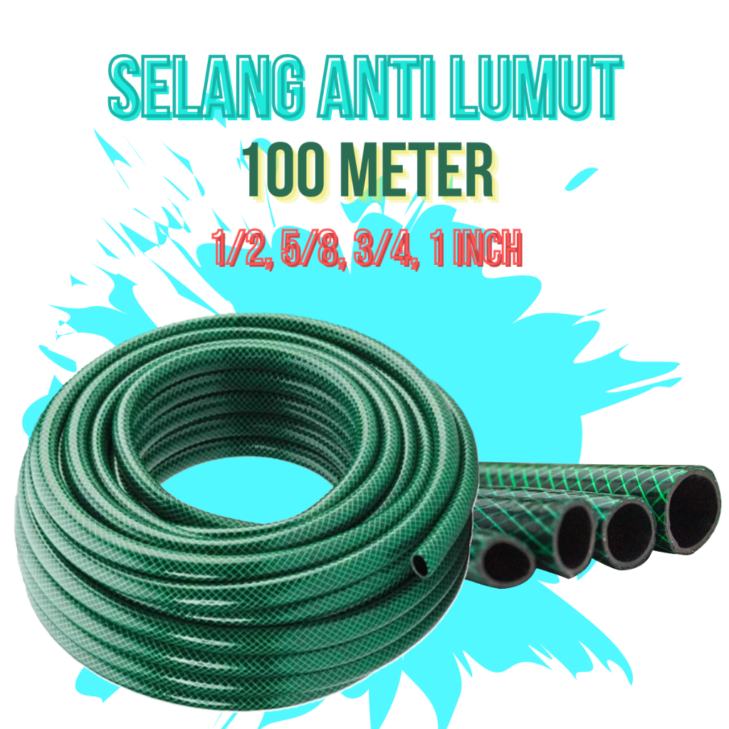 Selang Anti Lumut Hijau 100 METER / Selang Taman Anti lumut / Selang Air 1/2 5/8 3/4 1 Inch 100 METE